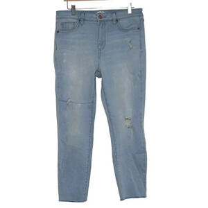 LC Lauren Conrad high rise skinny ankle size 12 light‎ blue distressed jeans